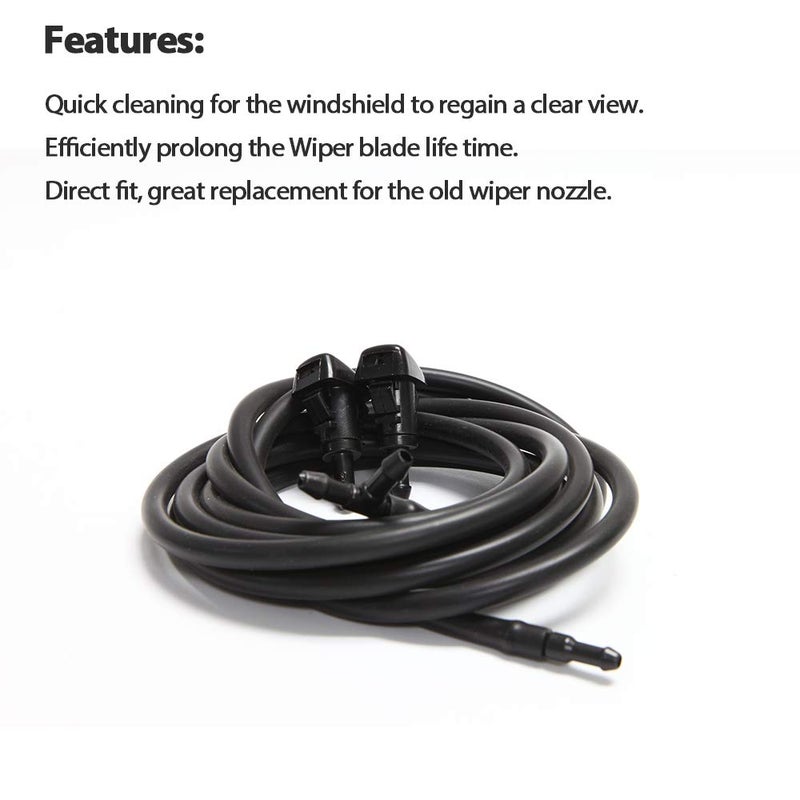 GOHAWKTEQ Windshield Washer Nozzles Kit, for Chrysler, Dodge, Ram Washer Jet and Fluid Hose with Connector - Image 2